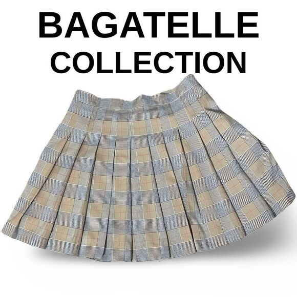 BAGATELLE COLLECTION Designer Inspired Plaid Print, Pleated Skirt, Size L - Picture 1 of 7